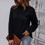 Stylish Solid Multicolor Turtleneck Blushing Pullover