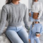 Twist waist knitted sweater with cropped navel