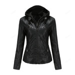 Two-piece Leather Jacket with Detachable Hood