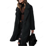 Women's plush top coat with long sleeves lapel