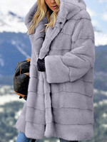 Solid Color Loose Plush Hooded Coat