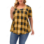 Plus size women's short-sleeved round neck loose print T-shirt