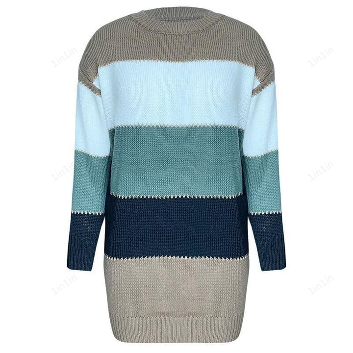 Knit Skirt Casual Round Neck Sweater Dress