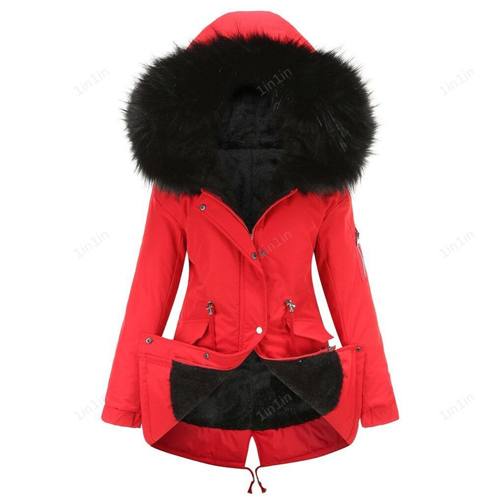 Winter Women's Parka with Fur Hood Coat