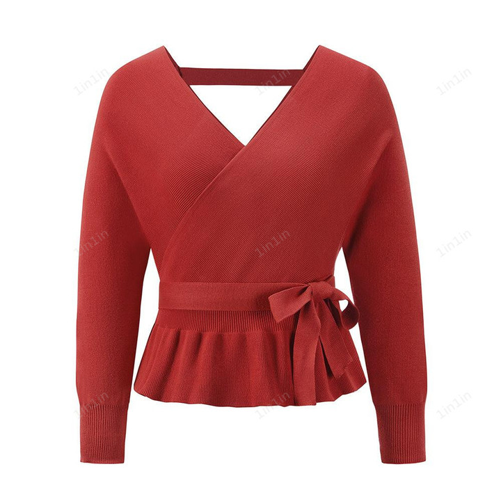 Short Pullover Sexy V-neck Knitted Top