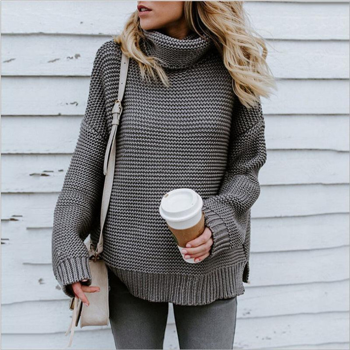 Women's Long-Sleeved Turtleneck Pullover Sweater
