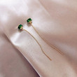 Green Imitated Crystal Tassel Earrings