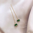 Green Imitated Crystal Tassel Earrings