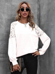 Round Neck Lace Hollow Blouse