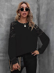 Round Neck Lace Hollow Blouse