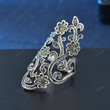 Sterling Silvery Cutout Floral Ring