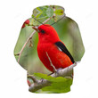 Red Sparrow Bird Face 3D - Hoodie