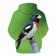 Black Sparrow Bird Face 3D - Hoodie