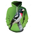 Black Sparrow Bird Face 3D - Hoodie