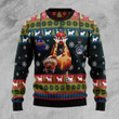 Cat Hanging On Xmas Tree Ugly  Sweater  