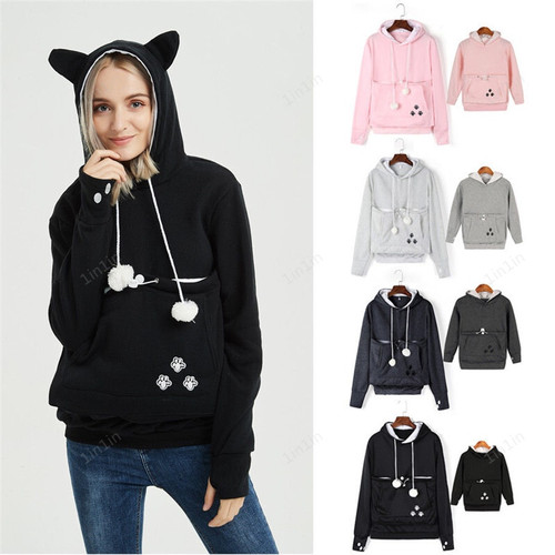 Cat Holder Pouch Hoodies