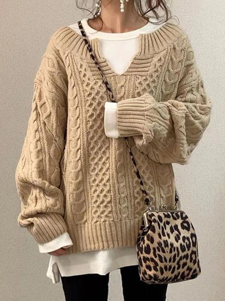 Fashion casual V-neck knitted sweater