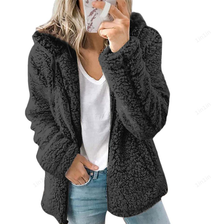 Hooded Cardigan Fleece Pocket Coat