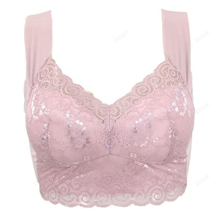 Lace Solid Seamless Wide Straps Bra