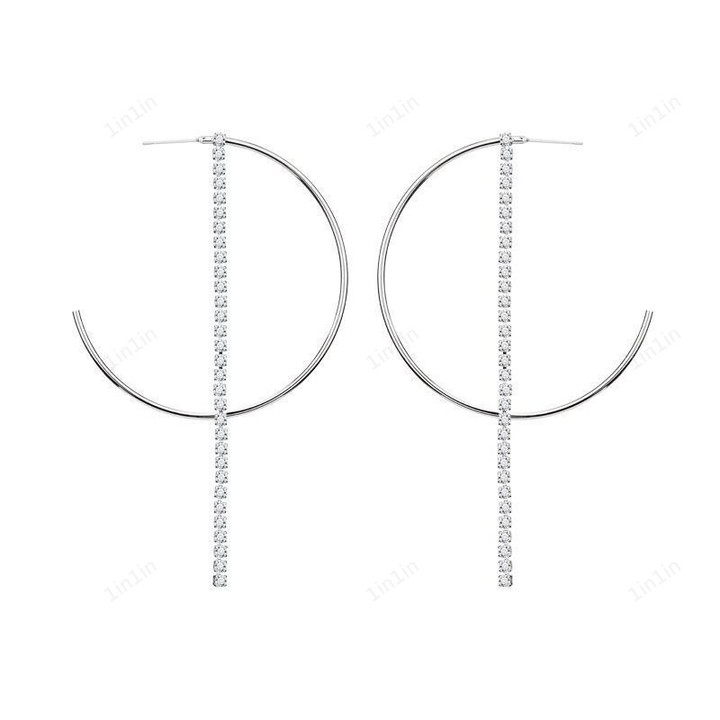Minimalist Round Open C-shaped Drop Stud Hoop Earrings