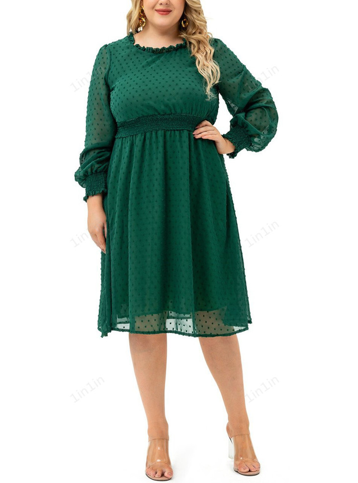 Plus Size Long Sleeve Chiffon Dress