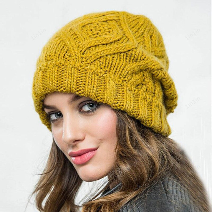 Winter knitted wool hat warm stretch hat