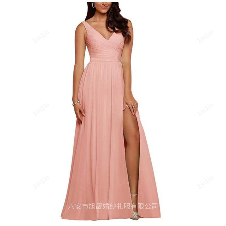 Women's Bridesmaid Dress Long Side Slit Formal Evening Dress