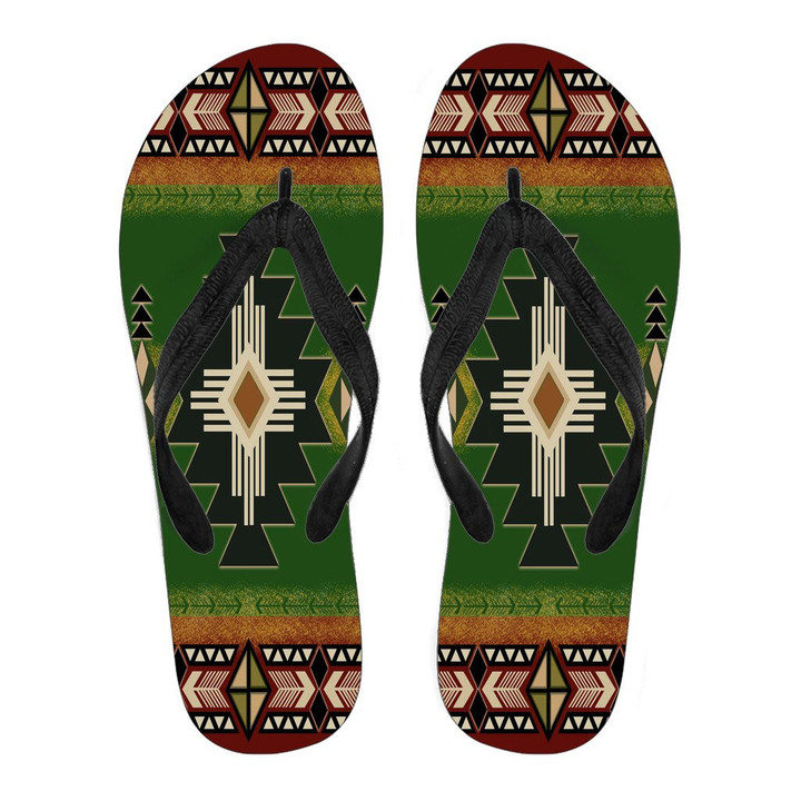 Southwest Green Symbol Native American Flip Flops
