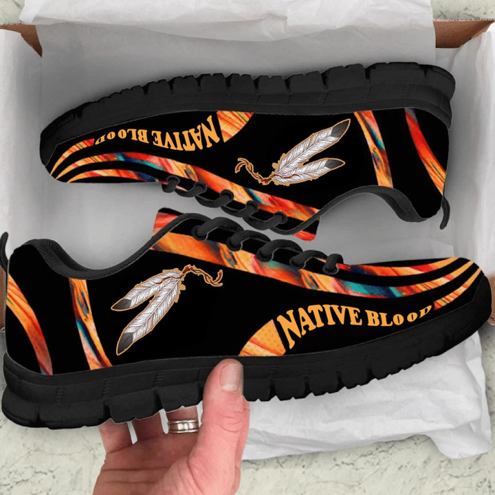 Orange Pattern Feather Native Sneakers 05