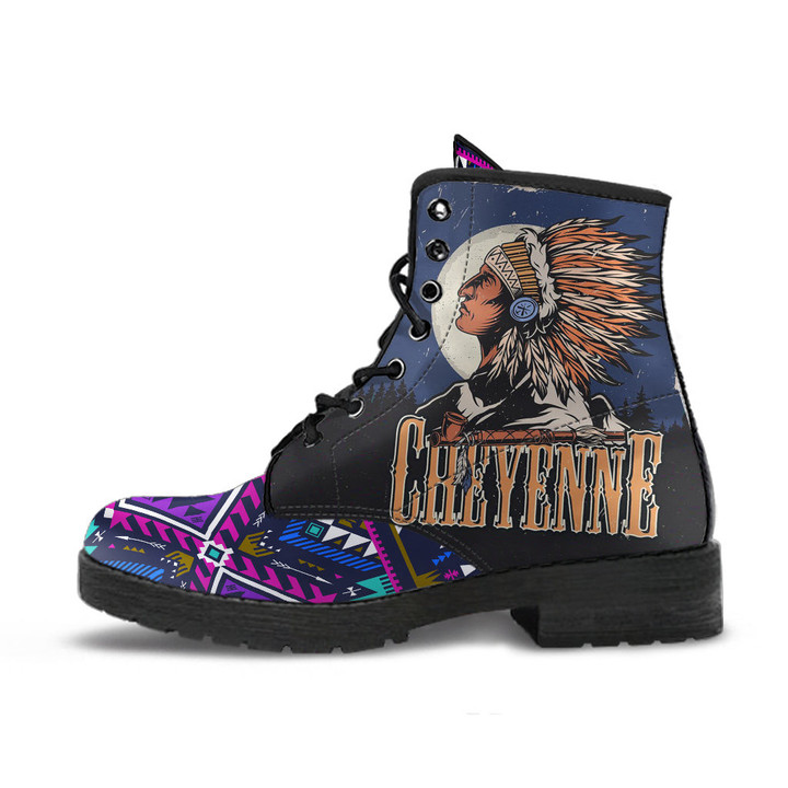 Purple Tribe Pattern Leather Boots