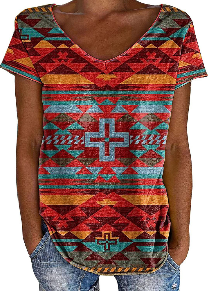 TS006 Pattern Light Orange Native American 3D T-Shirt