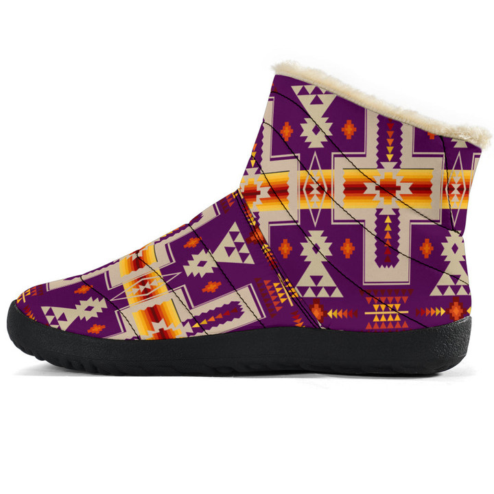 Dark Purple Tribe Design Native American Cozy Winter Boots