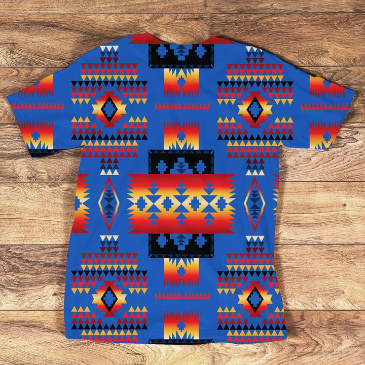 GB-NAT00046-3DTS06 Blue Tribe Design Native American All-Over T-Shirt