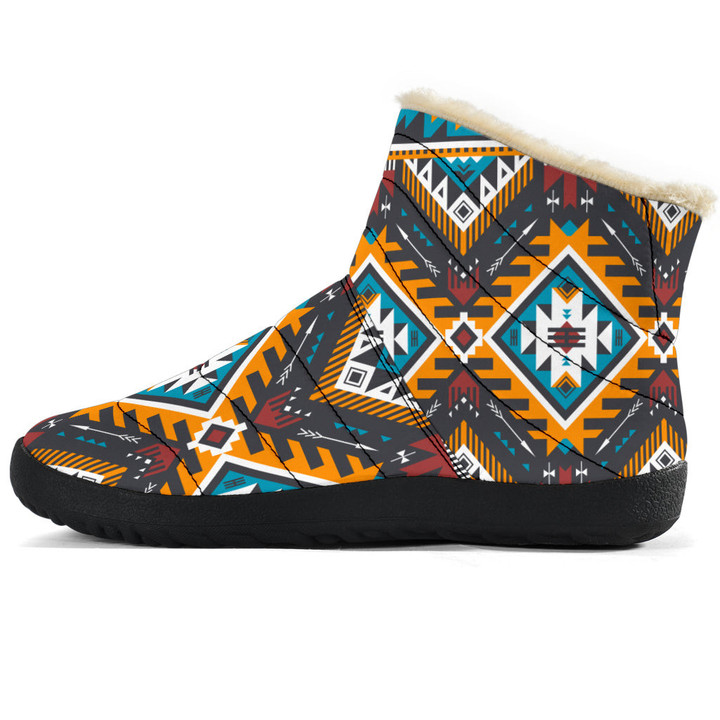 Yellow Aztec Geometric Cozy Winter Boots