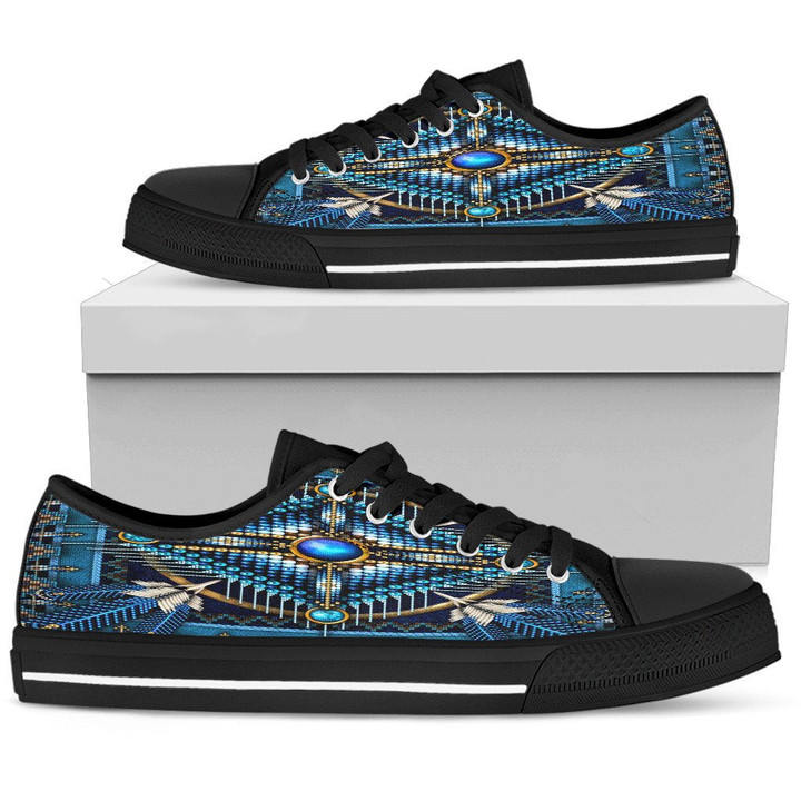 Mandala Blue Native American Design Men's Low Top Canvas Shoe