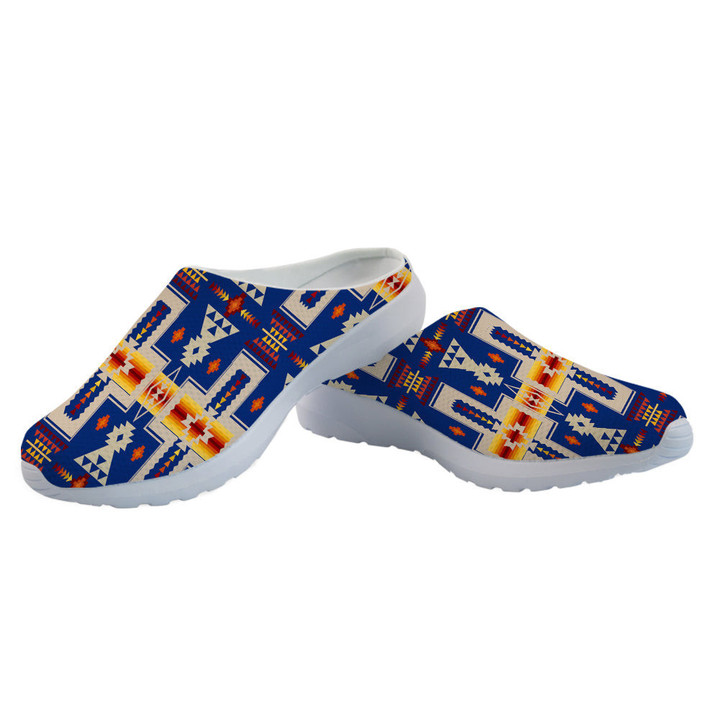 Navy Tribe Design Native American Mesh Slippers