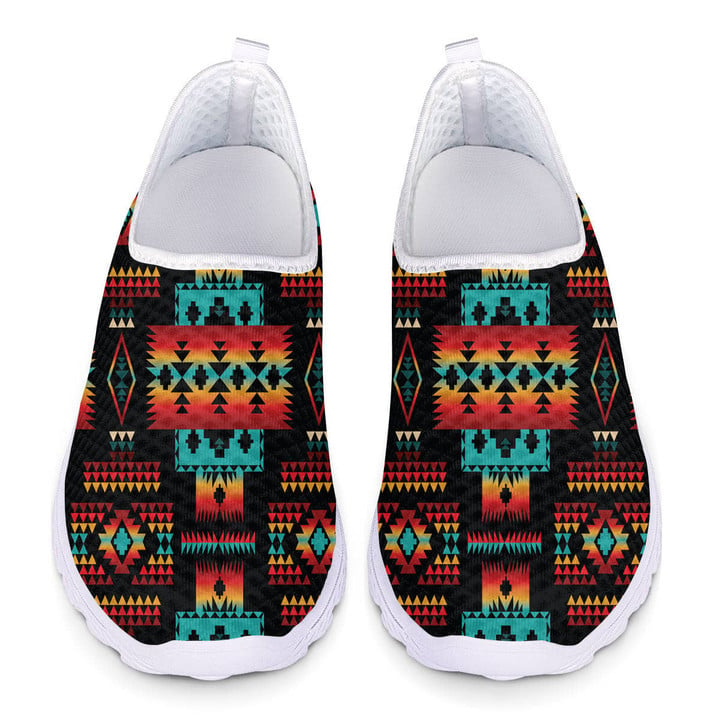 Black Native Tribes Pattern Native American Mesh Shoes