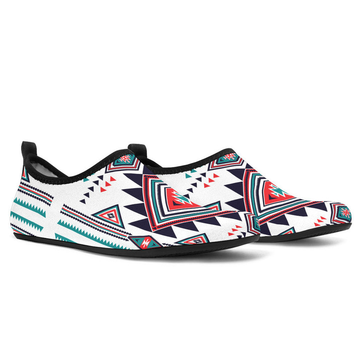 Colorful Pattern Native American Aqua Shoes 02