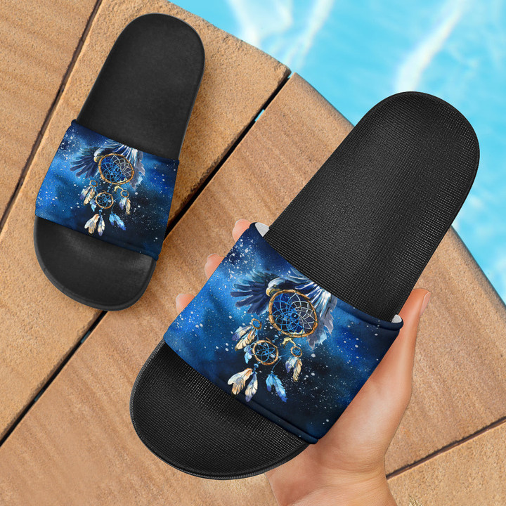 Blue Galaxy Dreamcatcher Native American Slide Sandals