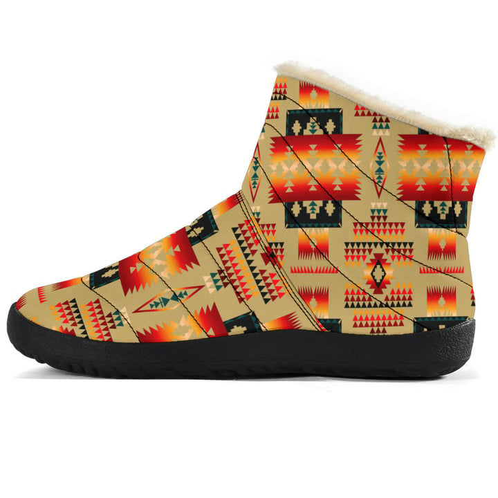 Light Brown Tribe Pattern Native American Cozy Winter Boots