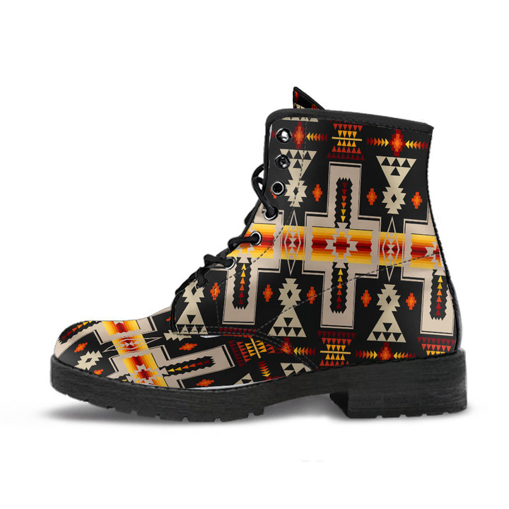 Black Tribe Design Native American Leather Boots 01