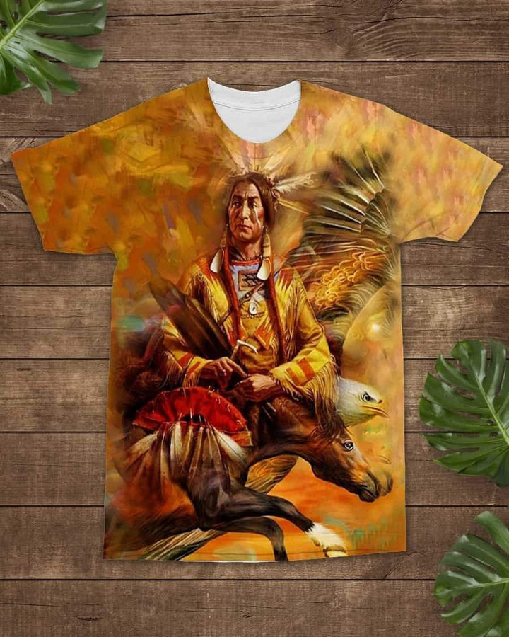 3D Native American Tribal Eagle And Horse All-Over T-Shirt
