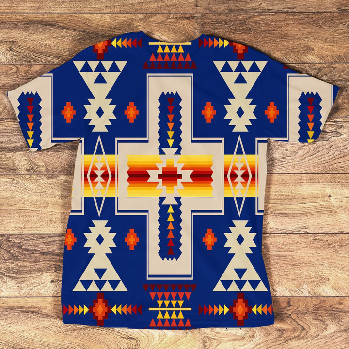 GB-NAT00062-3DTS04 Navy Tribe Design Native American All-Over T-Shirt