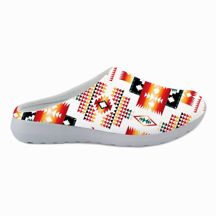 White Tribes Pattern Native American Mesh Slippers