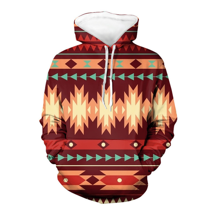 Red Ethnic Pattern Native 3D Hoodie