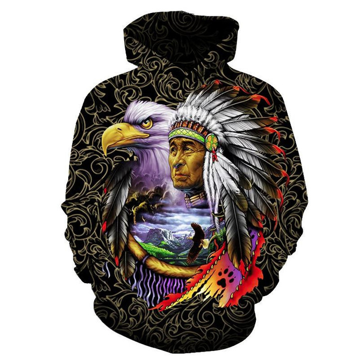 Chief & Eagle Native American Hoodie