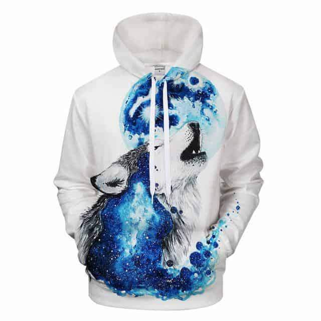 Wolf Art 3D Sweatshirts Printing Galaxy Pullover Hoodie