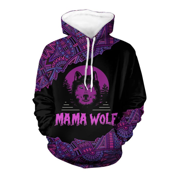 HD00073 Purple Mama Wolf Hoodie