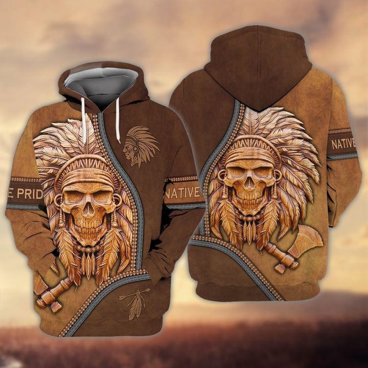 Indian Native Pride Leather Native American 3D Hoodie