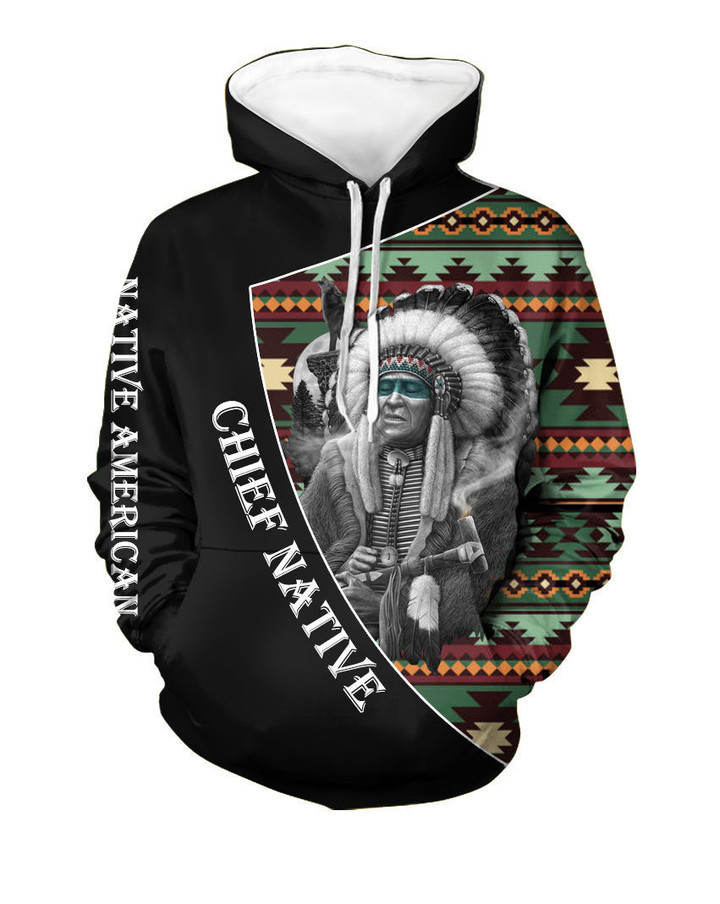 GB-NAT00471 Howling Wolf & Chief Native 3D Hoodie